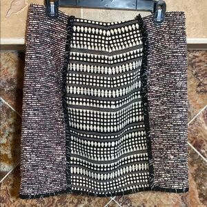 Women’s Loft Tweed Panel Black and White Patterned Knit Skirt Size 6